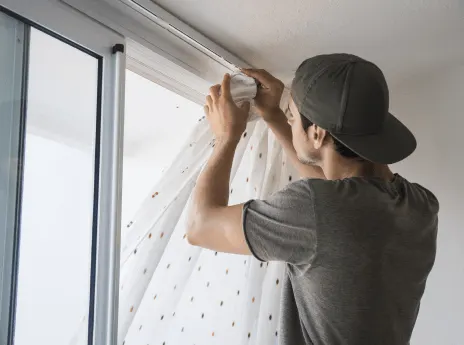 installation of curtains